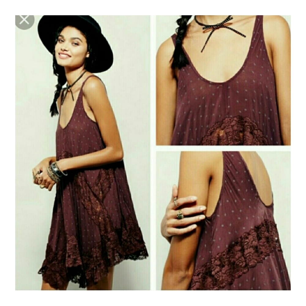 Free People She swings lace slip dress